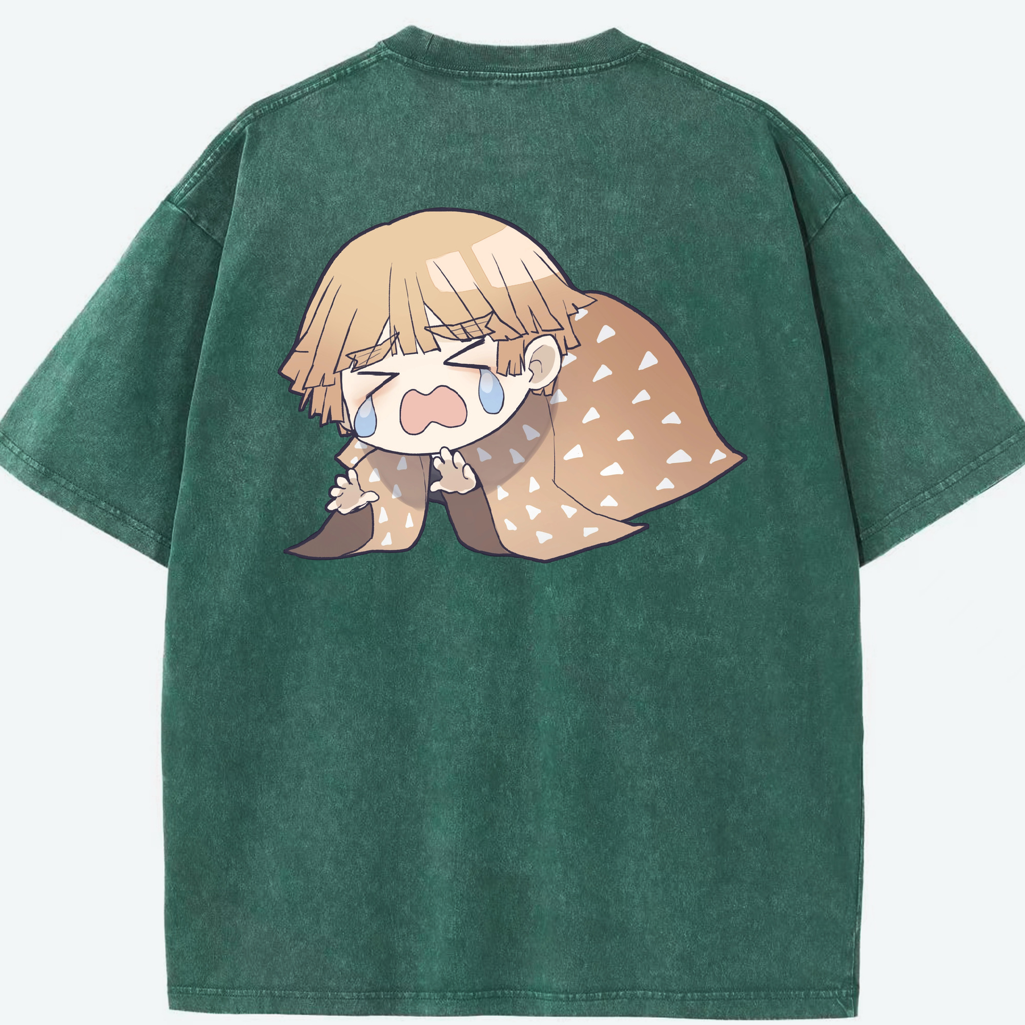 （画像用） 鬼滅の刃（きめつのやいば）我妻 善逸／あがつま ぜんいつ Agatsuma Zenitsu 綿100% ヴィンテージ風 半袖Tシャツ（背面プリント）